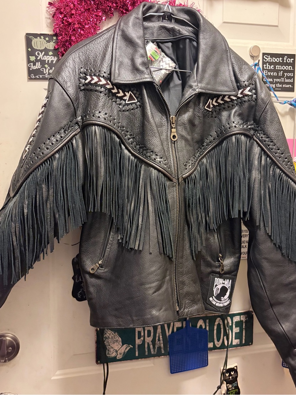 BLACK MOTORCYCLE LEATHER JACKET
